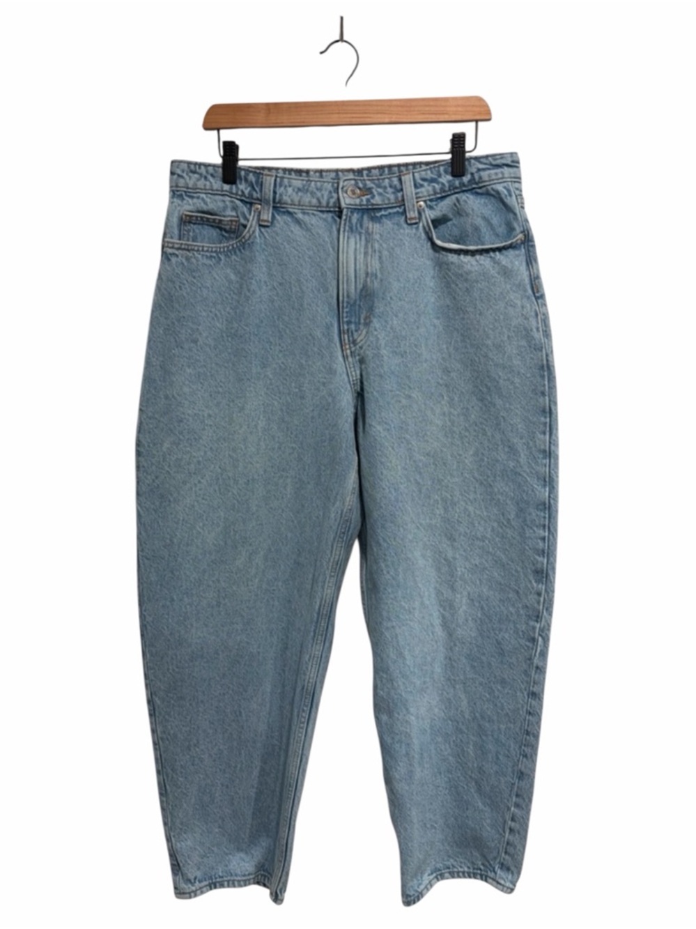 &Denim Women’s Classic Light Blue Barrel Loose Fit High Waist Jeans 10